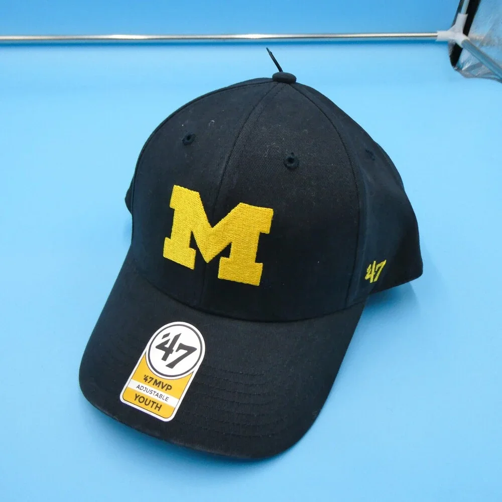'47 Brand U of M Hat Youth Size Cap Michigan Wolverines Dusty Blue Strap Boys